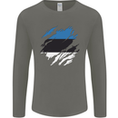 Torn Estonia Flag Estonian Day Football Mens Long Sleeve T-Shirt Charcoal