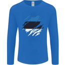 Torn Estonia Flag Estonian Day Football Mens Long Sleeve T-Shirt Royal Blue