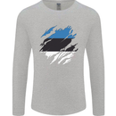 Torn Estonia Flag Estonian Day Football Mens Long Sleeve T-Shirt Sports Grey