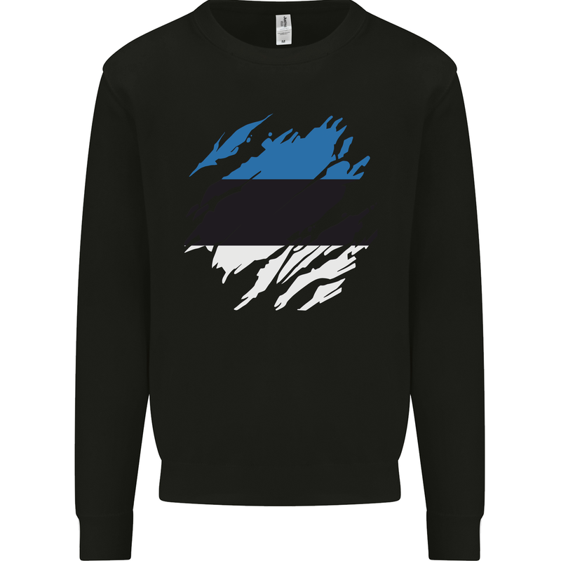Torn Estonia Flag Estonian Day Football Mens Sweatshirt Jumper Black