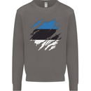 Torn Estonia Flag Estonian Day Football Mens Sweatshirt Jumper Charcoal