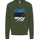 Torn Estonia Flag Estonian Day Football Mens Sweatshirt Jumper Forest Green