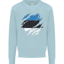 Torn Estonia Flag Estonian Day Football Mens Sweatshirt Jumper Light Blue