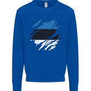 Torn Estonia Flag Estonian Day Football Mens Sweatshirt Jumper Royal Blue