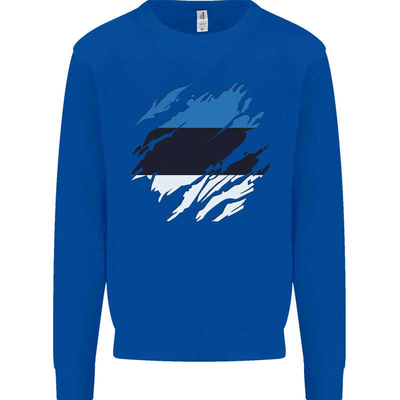 Torn Estonia Flag Estonian Day Football Mens Sweatshirt Jumper Royal Blue