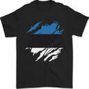 Torn Estonia Flag Estonian Day Football Mens T-Shirt 100% Cotton Black
