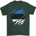 Torn Estonia Flag Estonian Day Football Mens T-Shirt 100% Cotton Forest Green