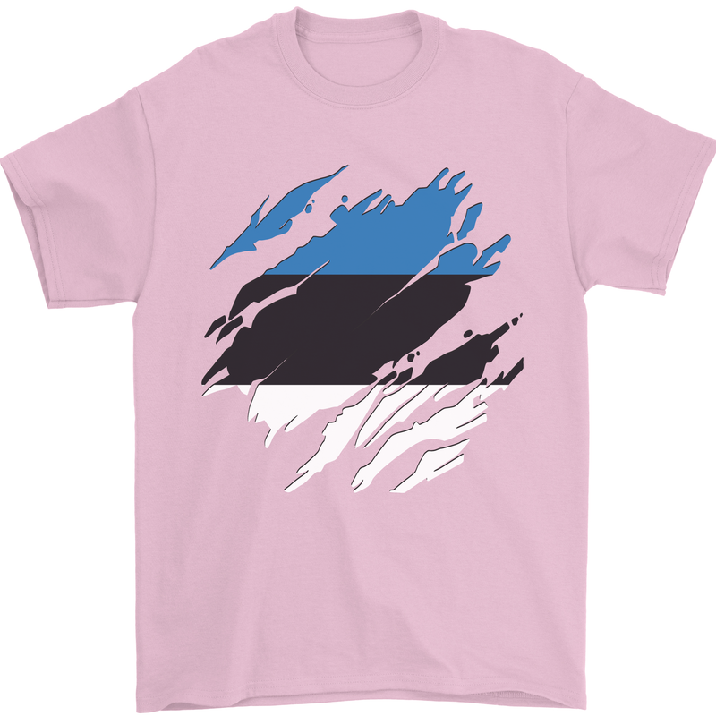 Torn Estonia Flag Estonian Day Football Mens T-Shirt 100% Cotton Light Pink