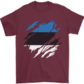 Torn Estonia Flag Estonian Day Football Mens T-Shirt 100% Cotton Maroon