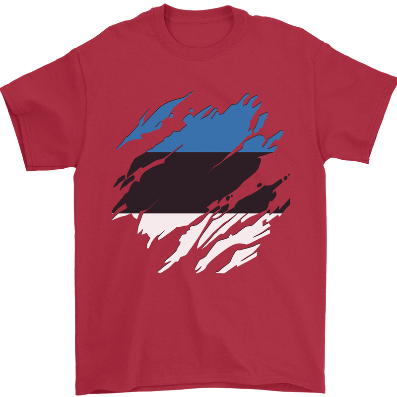 Torn Estonia Flag Estonian Day Football Mens T-Shirt 100% Cotton Red