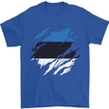 Torn Estonia Flag Estonian Day Football Mens T-Shirt 100% Cotton Royal Blue