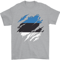 Torn Estonia Flag Estonian Day Football Mens T-Shirt 100% Cotton Sports Grey