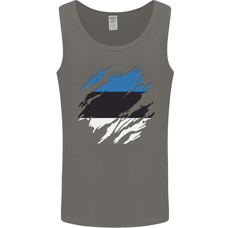 Torn Estonia Flag Estonian Day Football Mens Vest Tank Top Charcoal