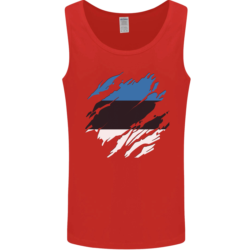 Torn Estonia Flag Estonian Day Football Mens Vest Tank Top Red
