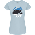 Torn Estonia Flag Estonian Day Football Womens Petite Cut T-Shirt Light Blue