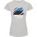 Torn Estonia Flag Estonian Day Football Womens Petite Cut T-Shirt Sports Grey