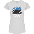 Torn Estonia Flag Estonian Day Football Womens Petite Cut T-Shirt White