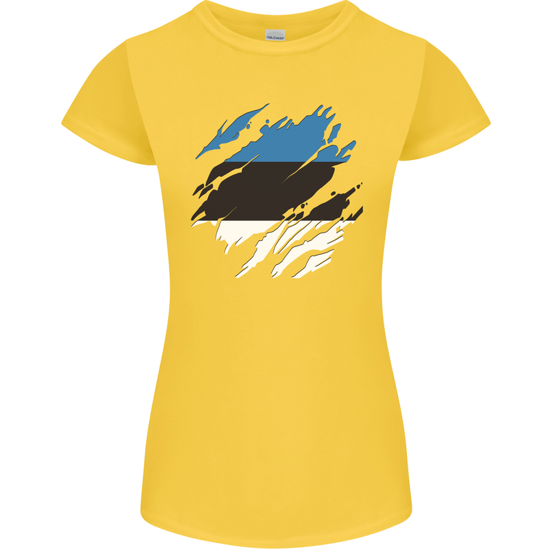 Torn Estonia Flag Estonian Day Football Womens Petite Cut T-Shirt Yellow
