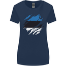 Torn Estonia Flag Estonian Day Football Womens Wider Cut T-Shirt Navy Blue