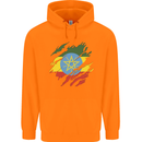 Torn Ethiopia Flag Ethiopian Day Football Childrens Kids Hoodie Orange