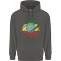 Torn Ethiopia Flag Ethiopian Day Football Childrens Kids Hoodie Storm Grey