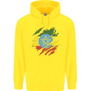 Torn Ethiopia Flag Ethiopian Day Football Childrens Kids Hoodie Yellow