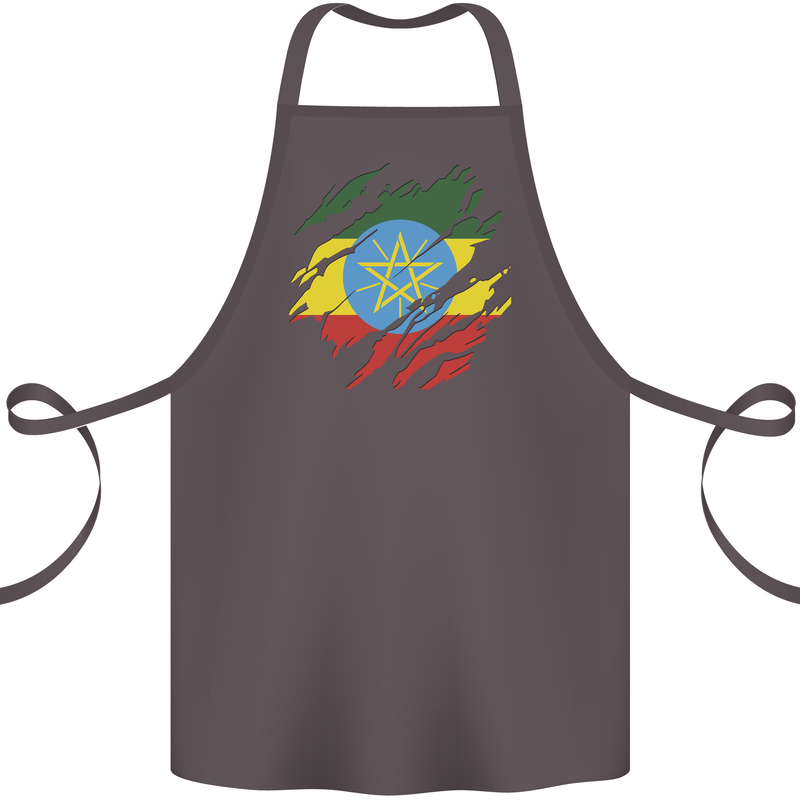 Torn Ethiopia Flag Ethiopian Day Football Cotton Apron 100% Organic Dark Grey