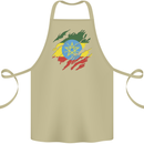Torn Ethiopia Flag Ethiopian Day Football Cotton Apron 100% Organic Khaki