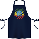 Torn Ethiopia Flag Ethiopian Day Football Cotton Apron 100% Organic Navy Blue