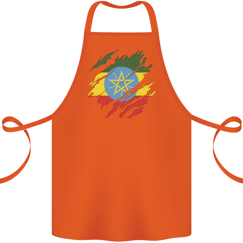 Torn Ethiopia Flag Ethiopian Day Football Cotton Apron 100% Organic Orange