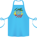 Torn Ethiopia Flag Ethiopian Day Football Cotton Apron 100% Organic Turquoise