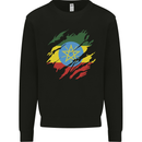 Torn Ethiopia Flag Ethiopian Day Football Kids Sweatshirt Jumper Black