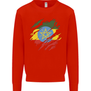Torn Ethiopia Flag Ethiopian Day Football Kids Sweatshirt Jumper Bright Red