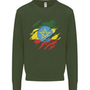 Torn Ethiopia Flag Ethiopian Day Football Kids Sweatshirt Jumper Forest Green