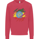 Torn Ethiopia Flag Ethiopian Day Football Kids Sweatshirt Jumper Heliconia