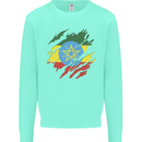 Torn Ethiopia Flag Ethiopian Day Football Kids Sweatshirt Jumper Peppermint