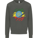 Torn Ethiopia Flag Ethiopian Day Football Kids Sweatshirt Jumper Storm Grey