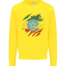Torn Ethiopia Flag Ethiopian Day Football Kids Sweatshirt Jumper Yellow