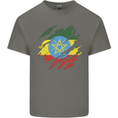 Torn Ethiopia Flag Ethiopian Day Football Kids T-Shirt Childrens Charcoal