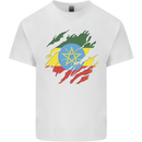 Torn Ethiopia Flag Ethiopian Day Football Kids T-Shirt Childrens White