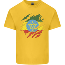 Torn Ethiopia Flag Ethiopian Day Football Kids T-Shirt Childrens Yellow