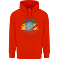 Torn Ethiopia Flag Ethiopian Day Football Mens 80% Cotton Hoodie Bright Red