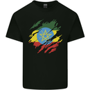 Torn Ethiopia Flag Ethiopian Day Football Mens Cotton T-Shirt Tee Top Black