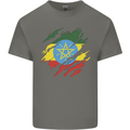 Torn Ethiopia Flag Ethiopian Day Football Mens Cotton T-Shirt Tee Top Charcoal