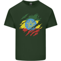 Torn Ethiopia Flag Ethiopian Day Football Mens Cotton T-Shirt Tee Top Forest Green