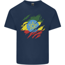 Torn Ethiopia Flag Ethiopian Day Football Mens Cotton T-Shirt Tee Top Navy Blue