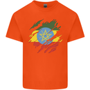 Torn Ethiopia Flag Ethiopian Day Football Mens Cotton T-Shirt Tee Top Orange