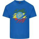 Torn Ethiopia Flag Ethiopian Day Football Mens Cotton T-Shirt Tee Top Royal Blue