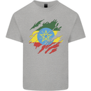 Torn Ethiopia Flag Ethiopian Day Football Mens Cotton T-Shirt Tee Top Sports Grey