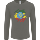 Torn Ethiopia Flag Ethiopian Day Football Mens Long Sleeve T-Shirt Charcoal